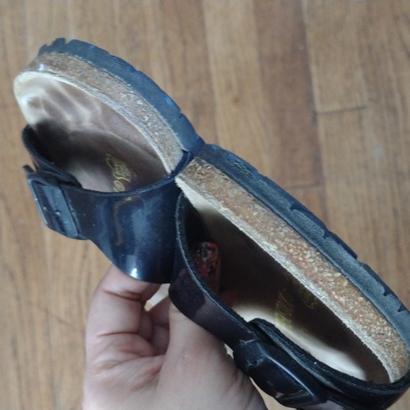 Birkenstock Madrid Birko-Flor Black Patent Cork Sandal Size 5 - Picture 10 of 13